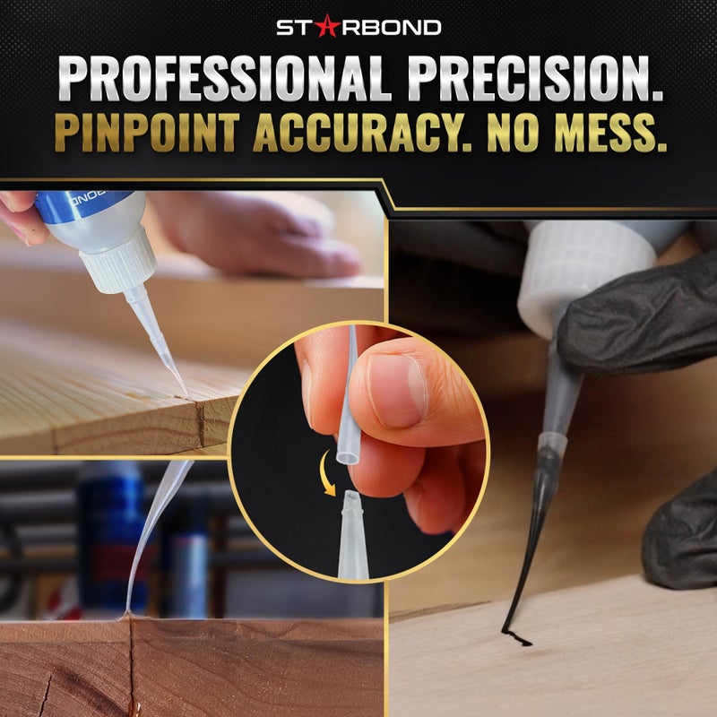 Starbond Super Fast Thin CA Glue â€“ Super Glue Pro Kit with Precision Microtips Anti-Clog Cap & Extra Nozzles â€“ Premium Cyanoacrylate Adhesive for Cracks, Joints, Woodturning, Hobby & Repairs, 2 oz - Image 5